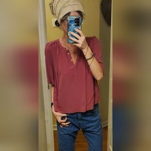Ann Taylor Loft Rose Colored Flowy Top